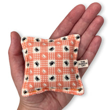 Load image into Gallery viewer, The Punchy Pillow - Orange Gingham Spiders