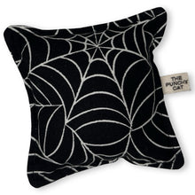 Load image into Gallery viewer, The Punchy Pillow - Spiderwebs on Black
