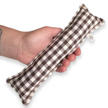 Load image into Gallery viewer, Rattle Catnip Kicker Toy - Brown & White Vintage Gingham