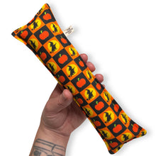 Load image into Gallery viewer, Rattle Catnip Kicker Toy - Vintage Witch & Pumpkin Checker
