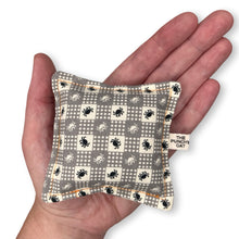 Load image into Gallery viewer, The Punchy Pillow - Black & Gray Gingham Spiders