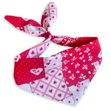 Load image into Gallery viewer, Cat Bandana - Vintage Valentine Patchwork