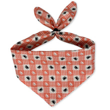 Load image into Gallery viewer, Cat Bandana - Gingham Spider Orange