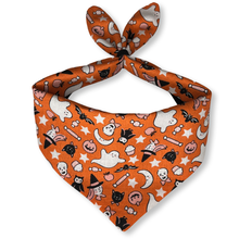 Load image into Gallery viewer, Cat Bandana - Halloween Things on Orange