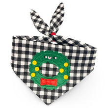 Load image into Gallery viewer, Cat Bandana - Gingham Wreath Applique