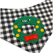 Load image into Gallery viewer, Cat Bandana - Gingham Wreath Applique