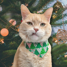 Load image into Gallery viewer, Cat Bandana - Vintage Christmas Tree Patchwork