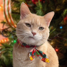 Load image into Gallery viewer, Cat Bandana - Vintage Calico Christmas Patchwork