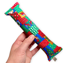 Load image into Gallery viewer, Catnip Kicker Log - Vintage Christmas Patchwork (Blue, Red, Green)