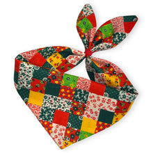 Load image into Gallery viewer, Cat Bandana - Vintage Calico Christmas Patchwork