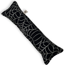 Load image into Gallery viewer, Rattle Catnip Kicker Toy - Spiderwebs on Black
