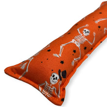 Load image into Gallery viewer, Rattle Catnip Kicker Toy - Skeletons on Orange
