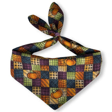 Load image into Gallery viewer, Cat Bandana - Vintage Patchwork Pumpkins
