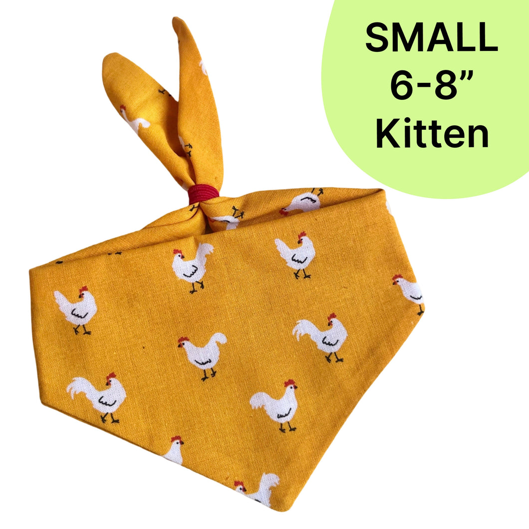 SMALL Bandana - Chickens on Gold