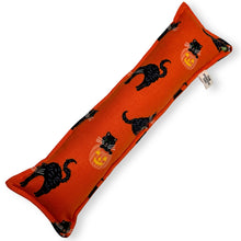 Load image into Gallery viewer, Rattle Catnip Kicker Toy - Black Halloween Cats on Orange
