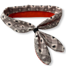 Load image into Gallery viewer, Cat Bandana - Black &amp; Gray Gingham Spiders

