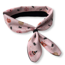 Load image into Gallery viewer, Cat Bandana - Pumpkins &amp; Spiders on Pink
