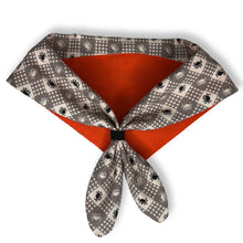 Load image into Gallery viewer, Cat Bandana - Black &amp; Gray Gingham Spiders
