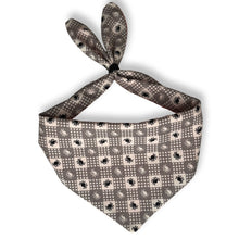 Load image into Gallery viewer, Cat Bandana - Black &amp; Gray Gingham Spiders
