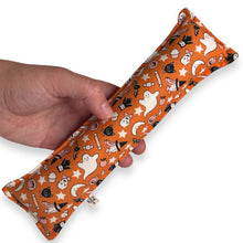 Load image into Gallery viewer, Rattle Catnip Kicker Toy - Halloween Things on Orange
