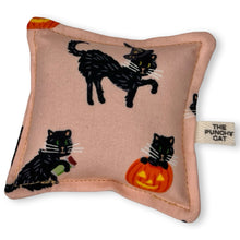 Load image into Gallery viewer, The Punchy Pillow - Black Halloween Cats on Pink
