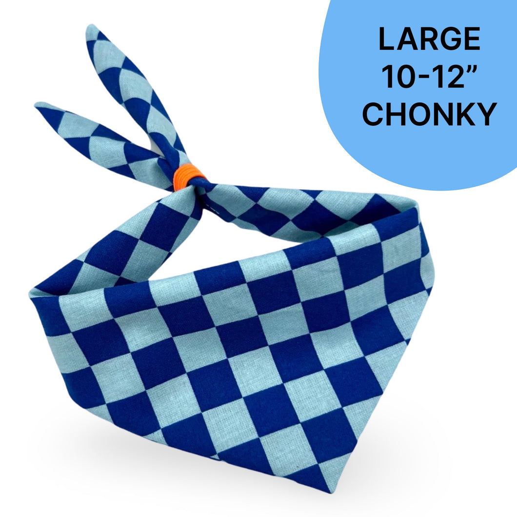 LARGE Bandana - Dark Blue Check