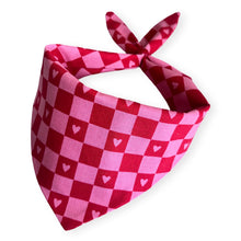 Load image into Gallery viewer, Cat Bandana - Red Checker Heart
