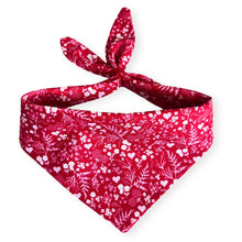 Load image into Gallery viewer, Cat Bandana - Red Ditzy Floral Heart
