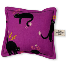 Load image into Gallery viewer, The Punchy Pillow - Black Cats on Purple

