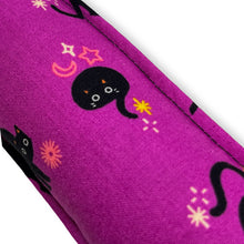 Load image into Gallery viewer, Rattle Catnip Kicker Toy - Purple with Black Cats

