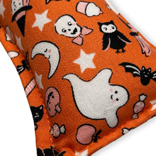 Load image into Gallery viewer, Rattle Catnip Kicker Toy - Halloween Things on Orange
