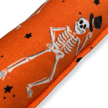 Load image into Gallery viewer, Rattle Catnip Kicker Toy - Skeletons on Orange

