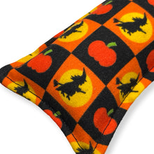 Load image into Gallery viewer, Rattle Catnip Kicker Toy - Vintage Witch &amp; Pumpkin Checker
