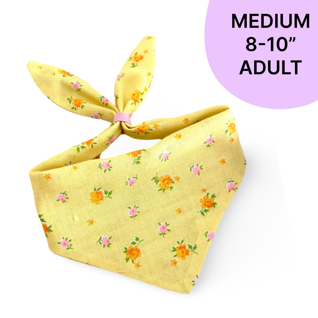 MEDIUM Bandana - Vintage Lt. Weight Yellow Floral