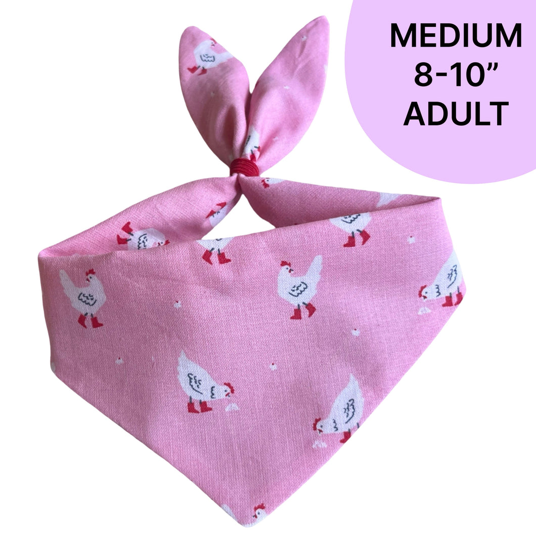 MEDIUM Bandana - Chickens on Pink