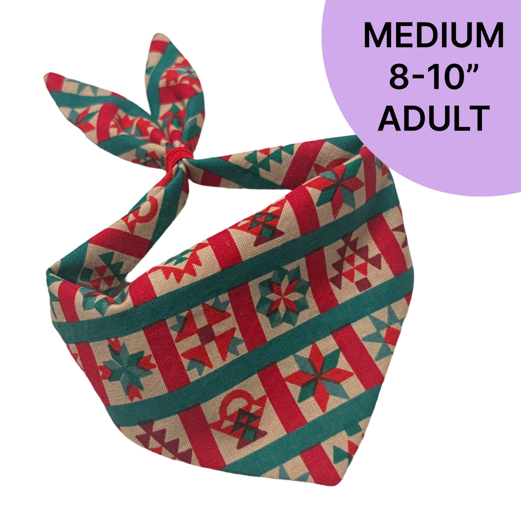 MEDIUM  Bandana - Christmas Quilt Blocks