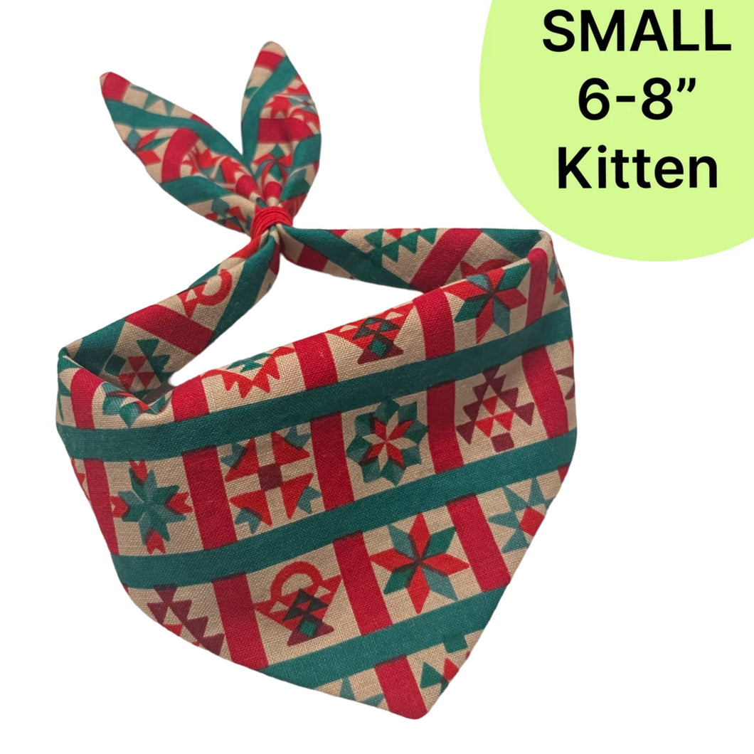 SMALL Bandana - Christmas Quilt Blocks