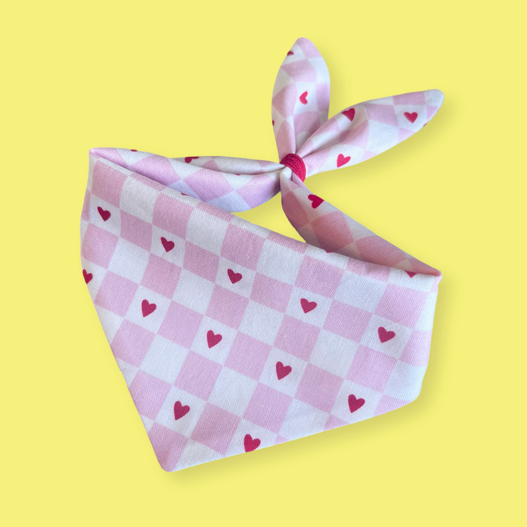 Checkered Valentine Bandana - Pink