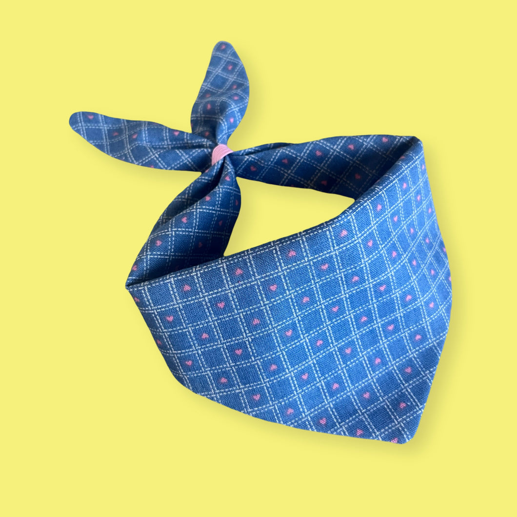 Vintage Valentine Bandana - Country Blue