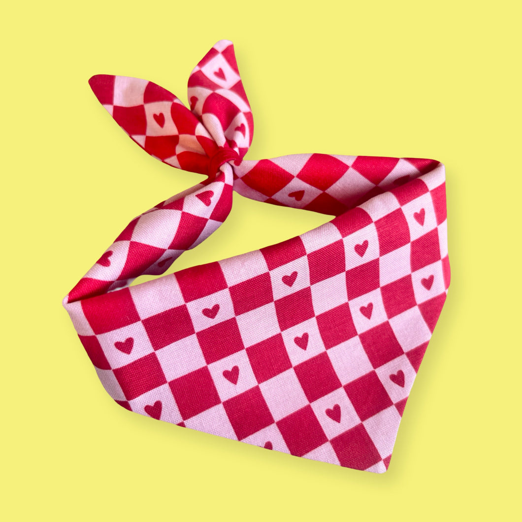 Checkered Valentine Bandana - Red