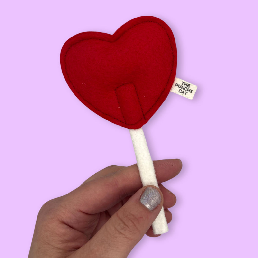 Heart Lollipop - Catnip Valentine Toy