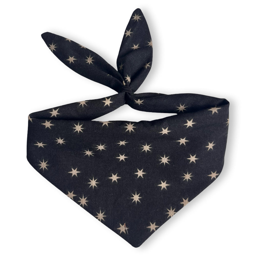 Cat Bandana  - Stars (cream & black)