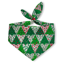 Load image into Gallery viewer, Cat Bandana - Vintage Christmas Tree Patchwork
