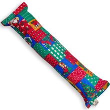 Load image into Gallery viewer, Catnip Kicker Log - Vintage Christmas Patchwork (Blue, Red, Green)
