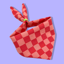 Load image into Gallery viewer, Coral 2-Tone Checkered Breakaway Cat Bandana
